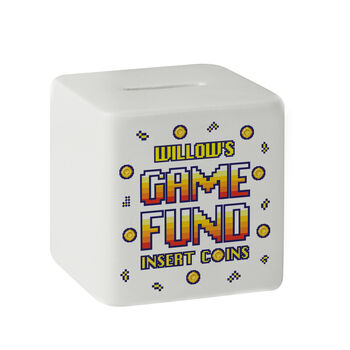 Personalised Gaming Fund Ceramic Square Money Box, 5 of 5