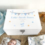 Personalised Blue Garland Baby White Keepsake Box Three Sizes, thumbnail 4 of 9