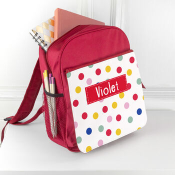 Personalised Girl's Patterned Red Rucksack, 12 of 12