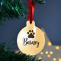 Personalised Silver Or Gold Metal Pet Christmas Bauble, thumbnail 1 of 3