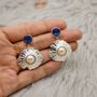 Raw Lapis Lazuli And Pearl Sterling Silver Earrings, thumbnail 3 of 6