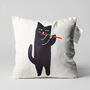 Cushion Cover With Musician Black Cat Illustration, thumbnail 1 of 10