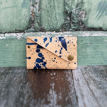 Personalised Blue Splat Leather Wallet, 3 of 9