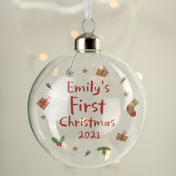 Personalised First Christmas Glass Bauble, 3 of 3