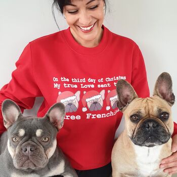 Three Frenchies Christmas Jumper, 2 of 4