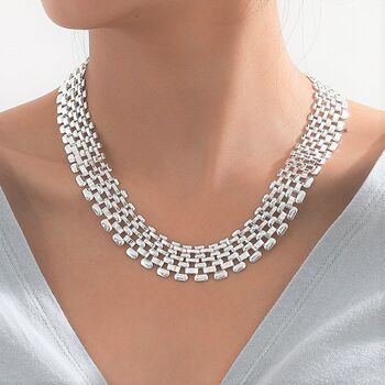Silver Plated Mesh Chain Statement Necklace, 4 of 7
