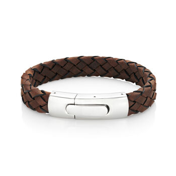Mens Custom Leather Hidden Fingerprint Bracelet, 9 of 11