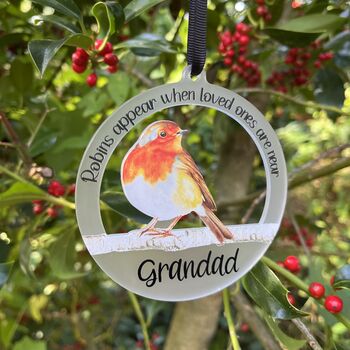 Personalised Christmas Robin Memorial Bauble, 2 of 3