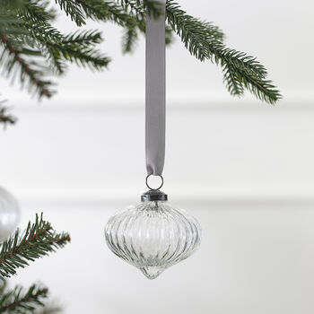 Ribbed Glass Christmas Tree Decorations, 2 of 3