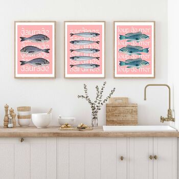 Seafood Illustrations Poster Set, 4 of 6