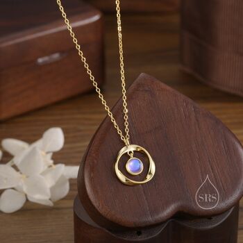 Sterling Silver Moonstone And Mobius Circle Pendant Necklace, 4 of 11