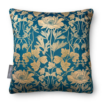 Luxury Velvet Cushion Summer Teal And Gold Optional Piping, 2 of 6