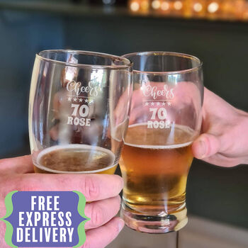 Personalised 70th Birthday Gift Pint Glass, 2 of 12