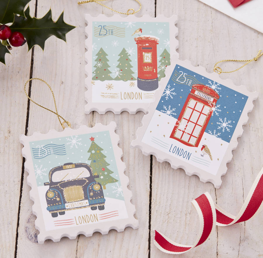 london stamp christmas tree decorations by the christmas home