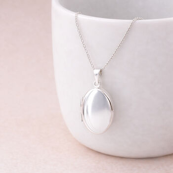 Personalised Sterling Silver Classic Oval Photo Locket Necklace, 4 of 10