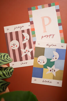 Personalised Illustrated Letter Print With Striped Border, 10 of 10