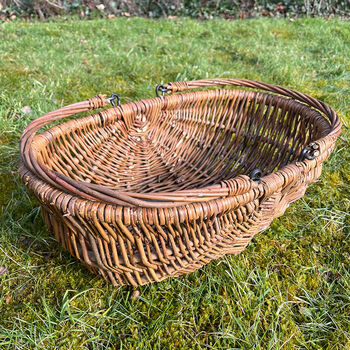Set Of Two Natural Willow Wicker Garden Trug Baskets, 6 of 7