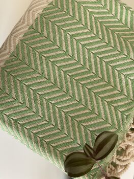 Zigzag Design Green Soft Sofa Throw, 2 of 8