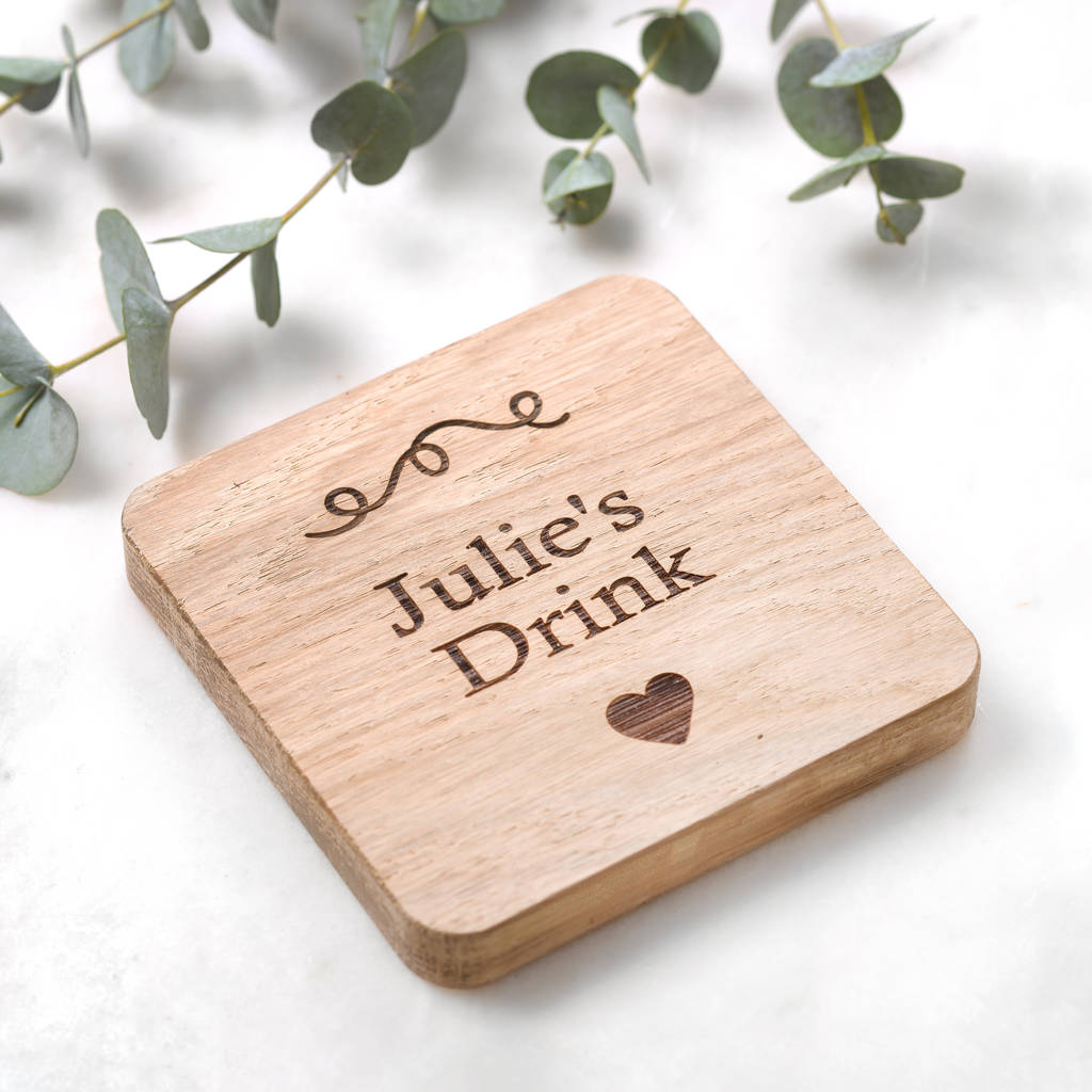 Personalised Oak Drinks Coaster By EdgeInspired