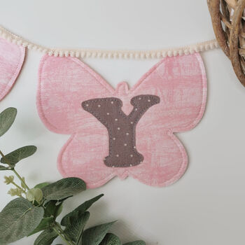 Bunting Personalised Pink Felt Butterfly Wall Decor, 5 of 11