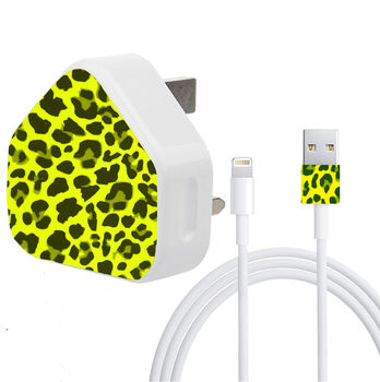Neon Leopard Charger And Cable Sticker, 9 of 10