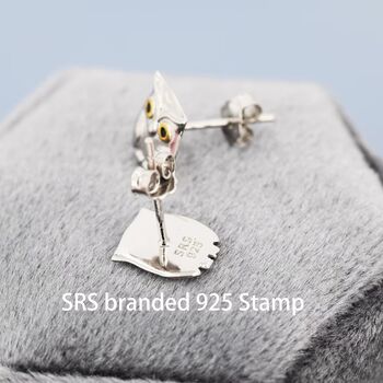 Cute Baby Owl Face Stud Earrings In Sterling Silver, 3 of 11