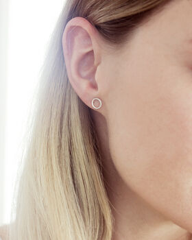 Sterling Silver Tiny Open Circle Studs, 2 of 3