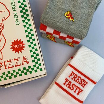 Pizza Gift Box Set Of Four Socks, 4 of 8