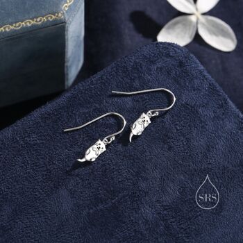 Otter Drop Hook Earrings In Sterling Silver, 3 of 11