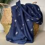 Silver Bee Print Scarf In Navy Blue, thumbnail 1 of 2