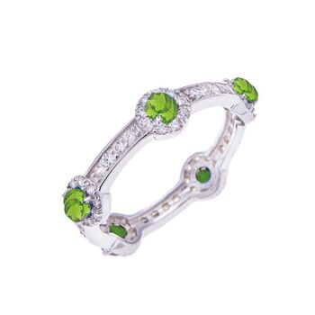 Green Diopside Gemstone Sterling Silver Stacking Ring, 3 of 7