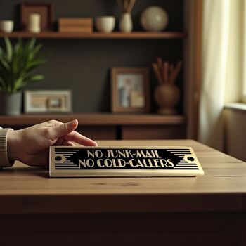 No Junk Mail No Cold Callers Metal Door Sign Art Deco Or Modern, 4 of 6