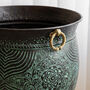 Brass Planter Large Engraved Distressed For Indoor Use, thumbnail 5 of 8