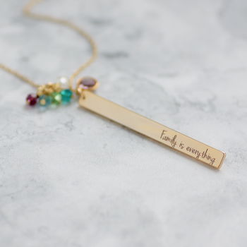 Long Length Family Birthstone Bar Charm Necklace, 3 of 12