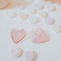 Silver Plated Acrylic Pink Heart Hoop Earrings, thumbnail 3 of 4
