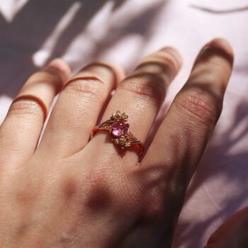 Cherry Blossom Pink Tourmaline And Diamonds Ring, 3 of 12