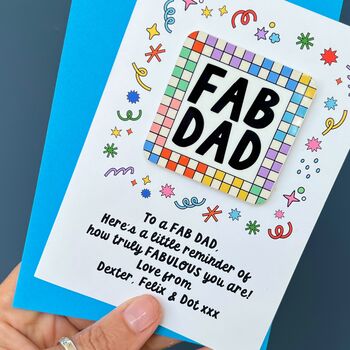 Bright Checkered Fab Dad Card With Magnet, 3 of 7