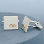 Personalised Wedding Cufflinks. Gold Infinity Symbol, thumbnail 4 of 10