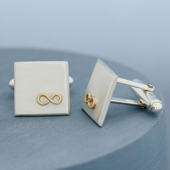 Personalised Wedding Cufflinks. Gold Infinity Symbol, 4 of 10