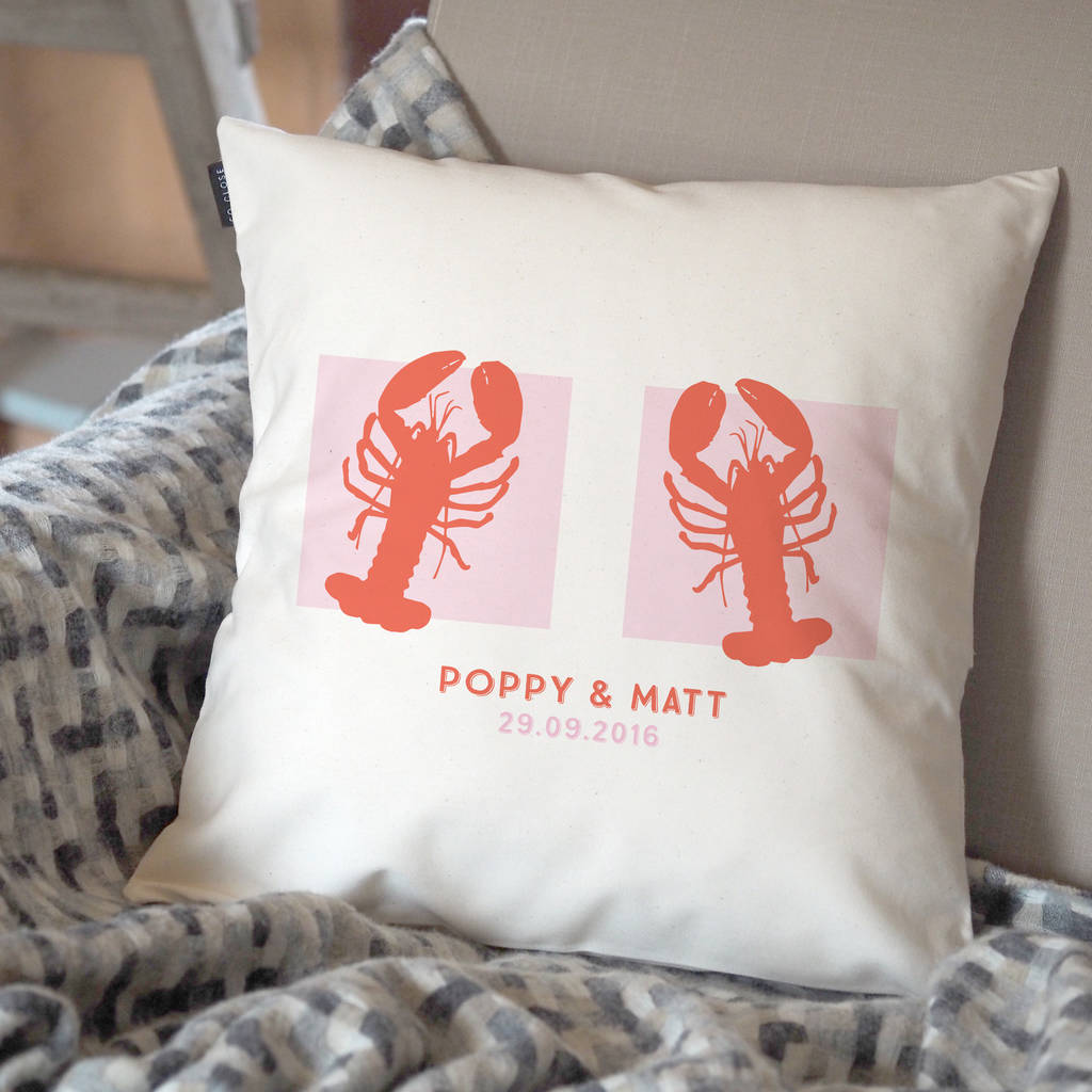 2-year dating anniversary for him #1: Personalized lobster cushion