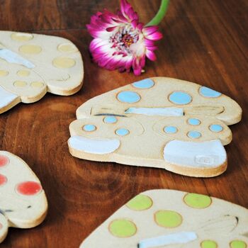 Handmade Ceramic Toadstool Mushroom Coasters, 4 of 7