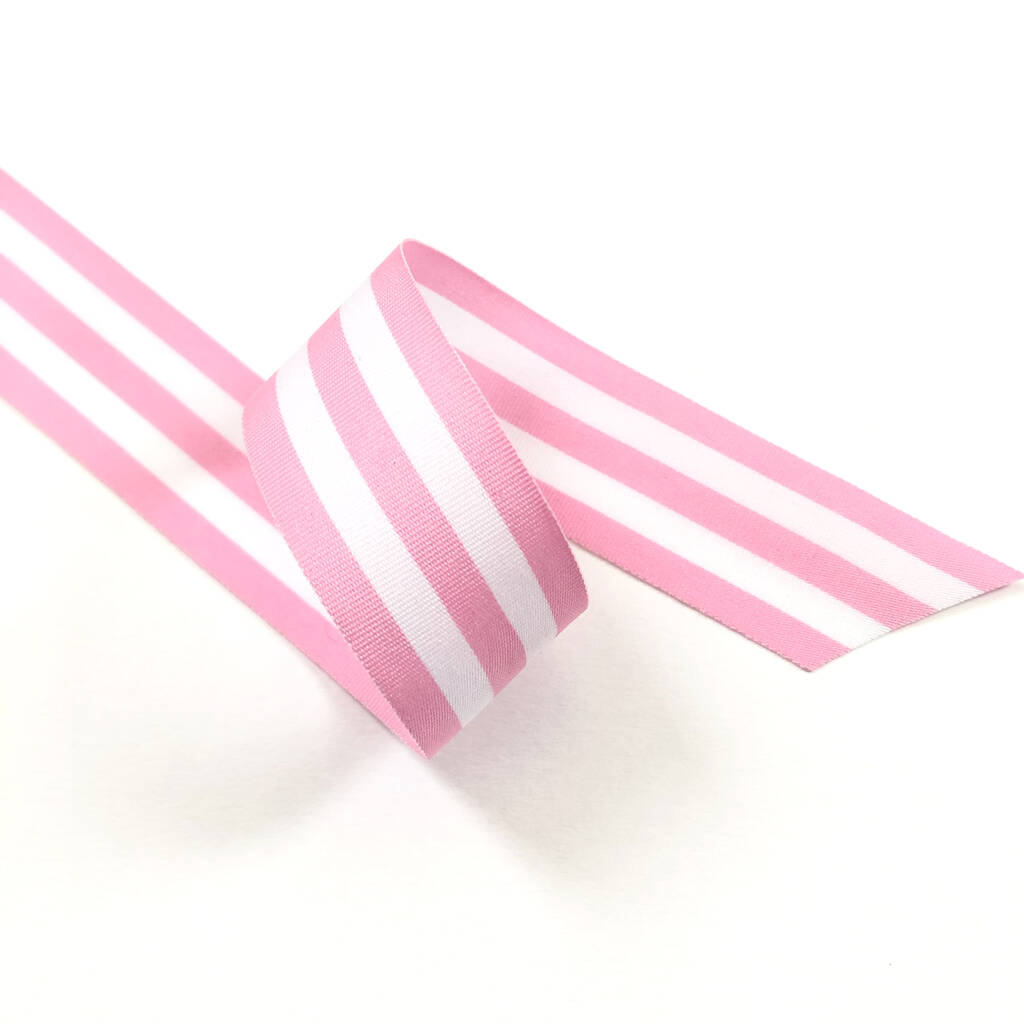Pink And White Striped, Grosgrain Ribbon, 1 of 4