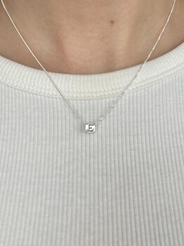 Sterling Silver Personalised Initial Cube Necklace, 4 of 7