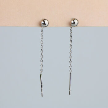 Sterling Silver Simple Ball Threader Earrings, 2 of 6