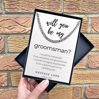 Chunky Silver Groomsman Proposal Necklace Gift, 3 of 6