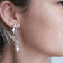 Starflower And Pearl Drop Earrings In Silver, thumbnail 1 of 3
