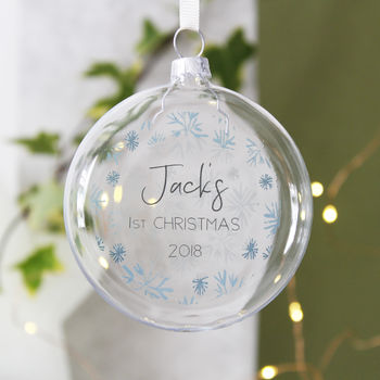 Personalised Baby's '1st Christmas' Flat Bauble, 5 of 5