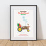 Personalised Rudolph The Red Nosed Tractor Xmas Print, thumbnail 5 of 8