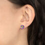 Sterling Silver Purple Enamel Cz Stud Earrings, thumbnail 4 of 7