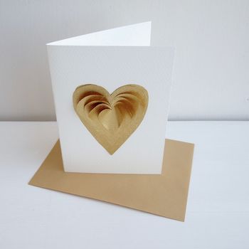 Handmade Gold Layered Heart Valentines Day Card, 3 of 7